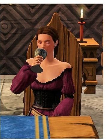 The Sims Medieval drinking wine