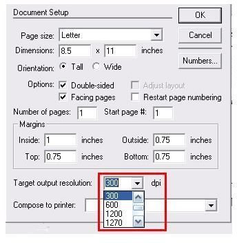Adjust the Resolution for a print document