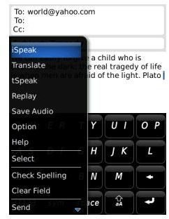 Polyglotz – BlackBerry speaking language translator app