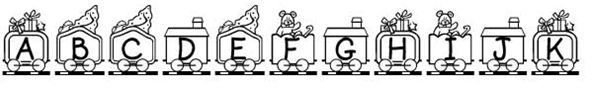 Toy Train font from FreeDigitalScrapbooking. Image by 