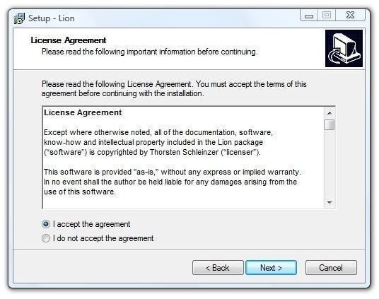 Lion Install 3 Lincense Agreement