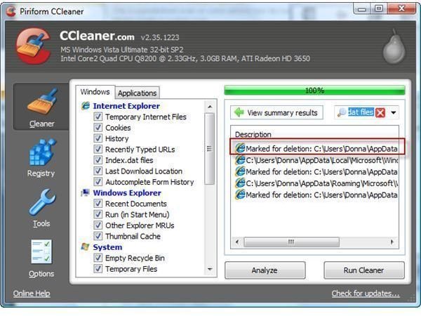 Ccleaner, marked for deletion