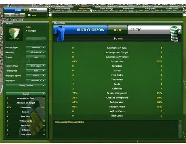 Championship Manager 2010 in game stats