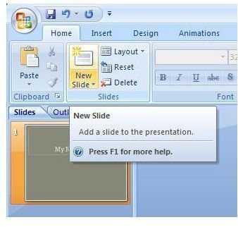 Add a New Slide in PowerPoint 2007