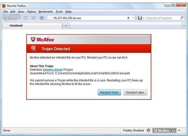 McAfee Detects Downloading of Computer Worm