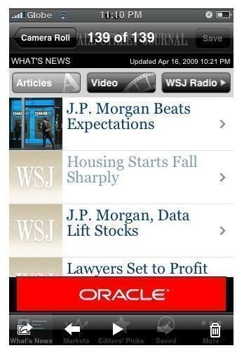 Wall Street Journal iPhone app