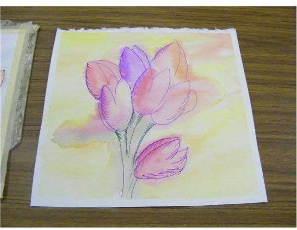 Easy Watercolor Art Project for Fall or Spring: Leaves or Flowers