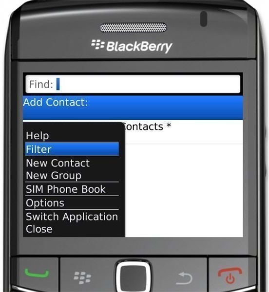 Blackberry Contacts Filter