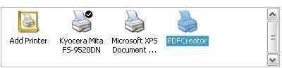 PDFCreator installed as printer - screenshot from review