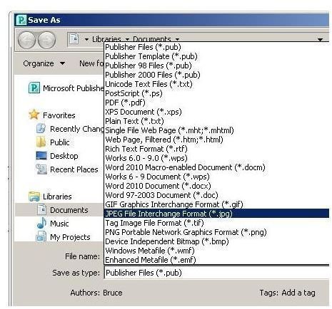saving a publisher file as a jpeg for mac