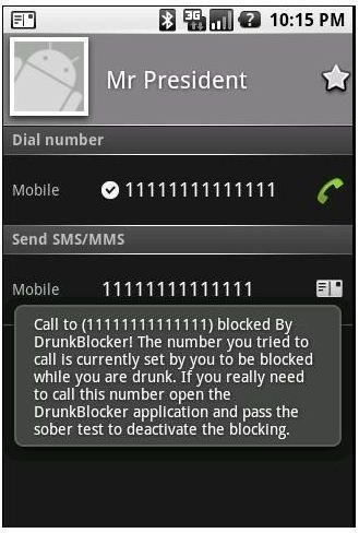 Drunk Blocker Send Screen