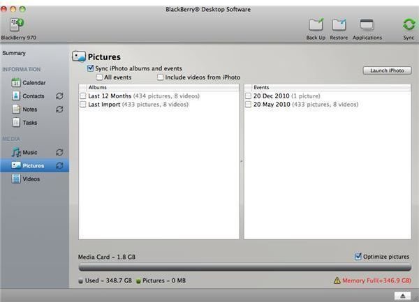 Guide to Use and Sync iPhoto for BlackBerry Smartphones