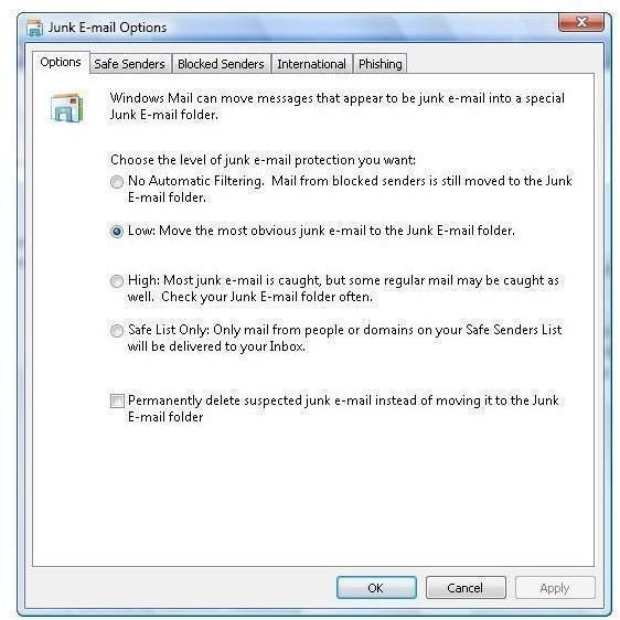 How to Use Windows Vista Mail's Junk Email Filter