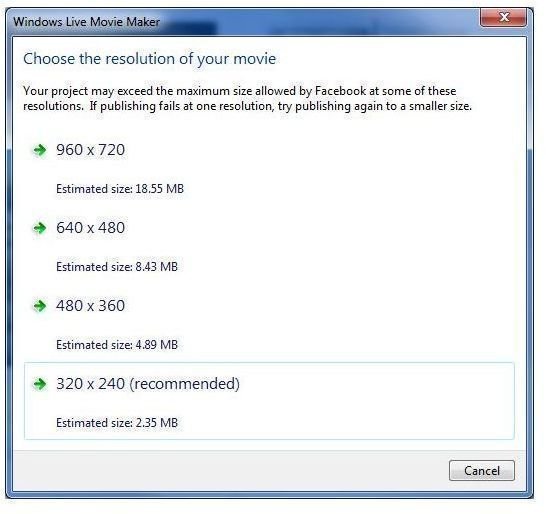 Figure 3 - Windows Movie Maker - Facebook