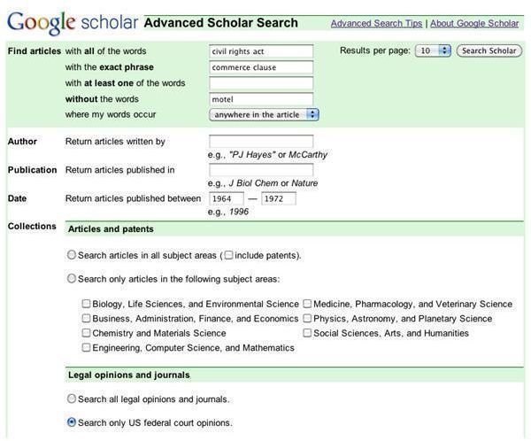 Using the Google Scholar Search Engine, Find Scholarly Literature, Patents, and Legal Opinions Online