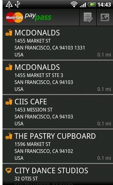 MasterCard PayPass Locations List