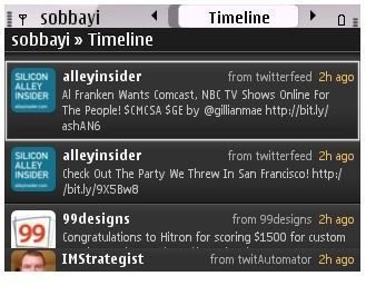 Symbian Gravity Tweeter Client Timeline