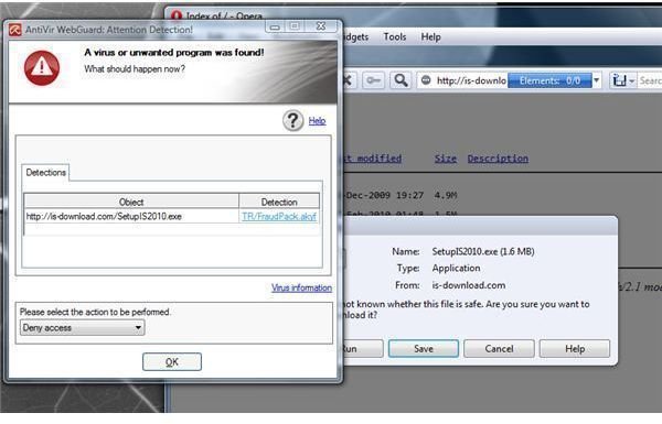 AntiVir Guard Blocks Unsafe Download from not blocked Rogue webpage