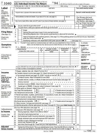 IRS f1040&ndash;1994 &ndash; Audrey F. Henderson