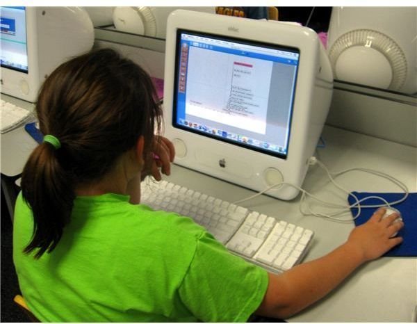 Female student working on a computer.