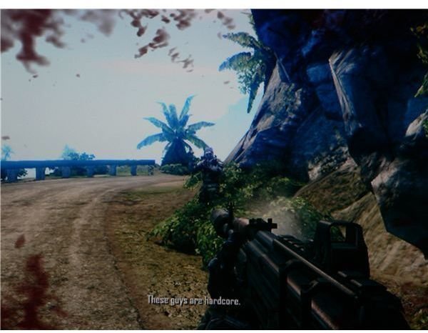 A KPA soldier opening fire in Crysis.