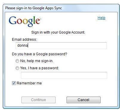 Sign-in to Google Apps Sync