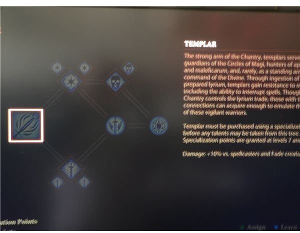 Dragon Age 2 Warrior Specializations Guide: Templar skill tree.