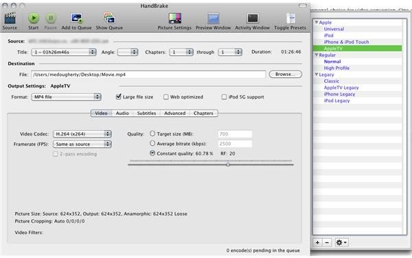 use handbrake for mac to itunes