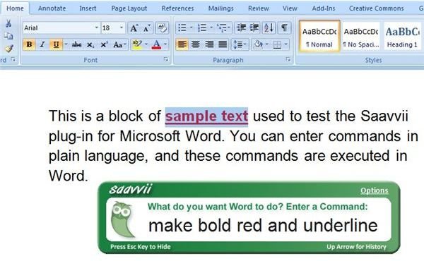 Saavvii Plug-In for Word