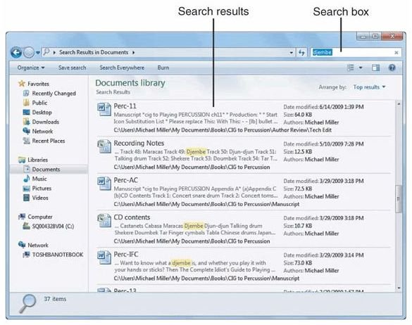 Fig 2 - Search Results - Windows 7 Explorer