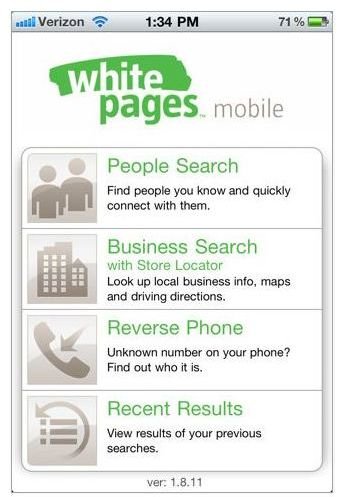 Whitepages app