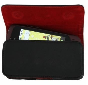 Aria Horizontal Black and Red Pouch open