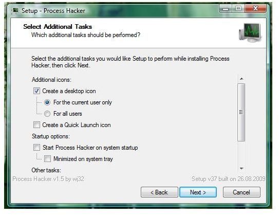 Customize Installation of Process Hacker