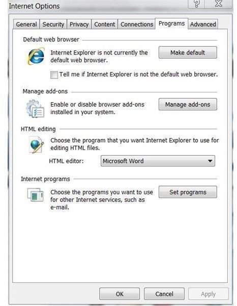 Adjusting Internet Explorer Browser Settings - Programs