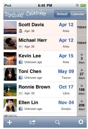 Top Five Birthday Calendar iPhone Apps