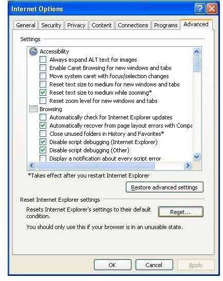 Reset Internet Explorer settings to resolve many issues with your Microsoft browser