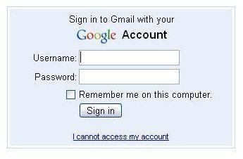 Gmail Login Window