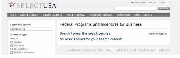 Screenshot SelectUSA for Small Business Opportunities