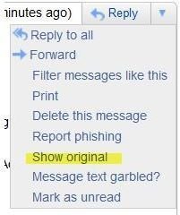 Show Original Message in Gmail