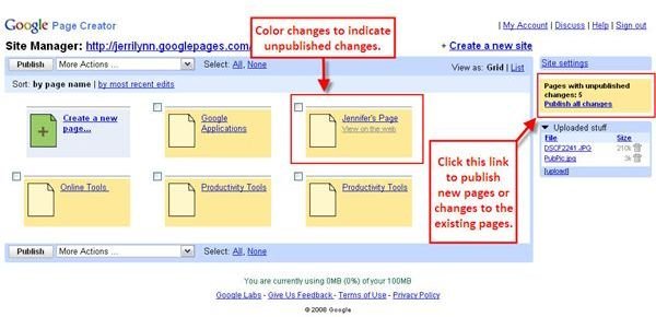 Figure 3: Changes or unpublished pages will cause this publishing link to show.