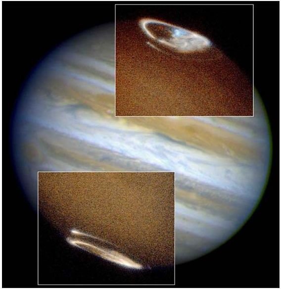 Jupiter auroras taken in ultraviolet by Hubble