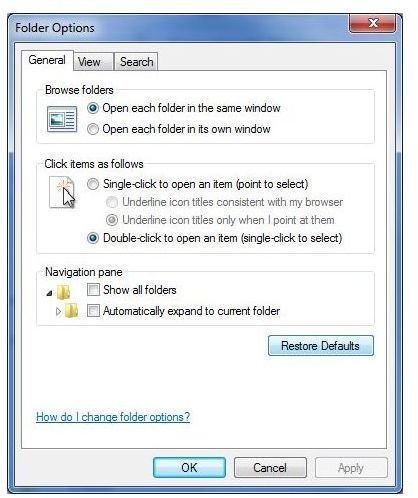 how to restore user default folder