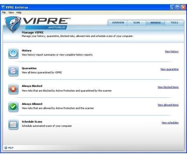 Figure 5 - Vipre Manage Tab