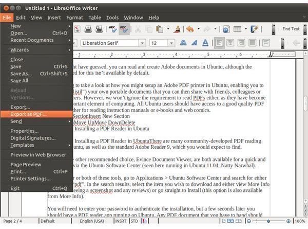 Creating PDFs in OpenOffice/LibreOffice