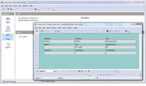 Figure 4 - Forms Wizard - Contacts