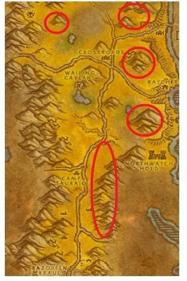 Copper ore locations in The Barrens.