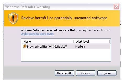 Adware detection on XP