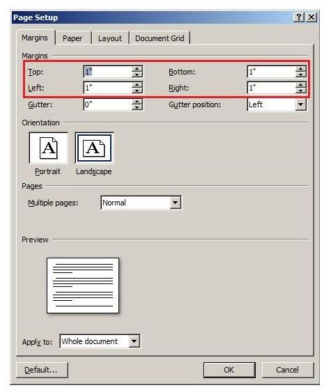 Step 2 - Entering Your New Page Margins Into Word.