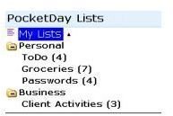 PocketDay Lists