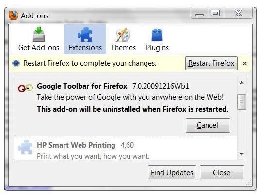 Remove Google Toolbar Firefox - Complete